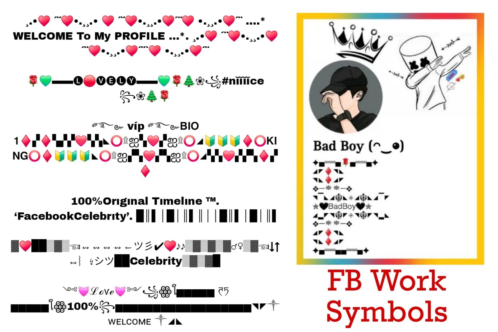Facebook Stylish Work Symbols & Stylish Work Symbols For Fb